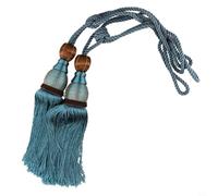 2 alzapaños de cortina con borlas de bola grande para cortinas, puertas, paredes, decoración del hogar, total de 71 cm, correa de 40 cm, borla de 20 cm, acabado decorativo (azul)