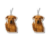2 ambientadores con perro que muestra el dedo medio, vagón divertido difusor de aroma, ambientador, ambientador, colgante para coche, juego de ambientadores, artículos de broma,