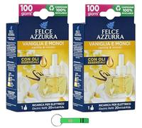2 ambientadores Felce Azzurra Aria Casa Vainilla y Monoi Refil Ambientador Ambientador Ambientador 20 ml + Llavero Beni Culinari
