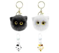 2 Anillos De Llave De Cabeza De Gato De Lujoso, 2 Anillos De Llave De Gato, Lindos Anillos De Llave De Dibujos Animados, Coles Creativos De Bolsas Y Decoraciones Coles Interesantes.