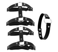 2 Anillos Negros Para Las Piernas, Gargantilla De 1 Pieza, Anillos Punk Para Los Muslos, Ligas Ajustables, Anillos Sexys Para Los Muslos, Accesorios De Vestir Para Cosplay