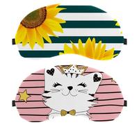 2 antifaz para dormir, antifaz para dormir con bloqueo de luz para mujeres y hombres, con los ojos vendados de noche, My Princess Little Cat a rayas rosas, cubierta de máscara de ojos transpirable