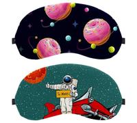 2 antifaz para dormir con dibujos animados de Marte espacial, antifaz para hombres y mujeres, sin presión, transpirable, bloqueo de luz