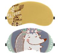 2 antifaz para dormir de lado, lindo erizo con ojos vendados de noche con presión ocular cero floral, cubierta ajustable para dormir, bloquea completamente la sombra de ojos ligera