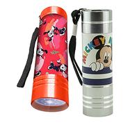 2 antorchas LED de aluminio de Mickey Mouse y Minnie Mouse, linternas para niños con correas de muñeca, linternas pequeñas y prácticas, luces de flash de explorador nocturno para niños de más de 3