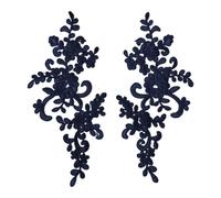 2 apliques bordados de encaje para vestidos de novia, manualidades, uso diario, sastrería, azul marino