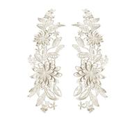 2 apliques de encaje bordado de flores para boda, vestido de graduación, ropa champán, 25 x 10 cm