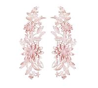 2 apliques de encaje bordado de flores para boda, vestido de graduación, ropa rosa, 25 x 10 cm