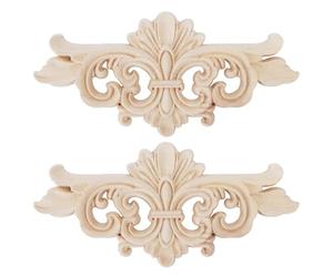 2 apliques largos de tallada, apliques decorativos de y onlays para muebles, rosa para puerta de cama, pared, armario, decoración de muebles (16 * 7,5 CM)