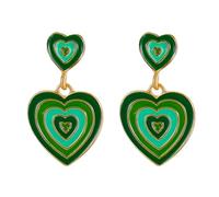 2 aretes colgantes de gota de amor coloridos a juego con diseño de gota de aceite, joyería con personalidad, aretes colgantes para niñas, dorados, rojo dorado, as description, Plástico, como se