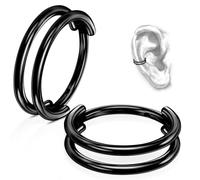 2 aretes de aro para cartílago de caracola, 16 g, 18 g, 8 mm, 10 mm, 12 mm, 16g-12mm, Titanio, Sin piedra preciosa
