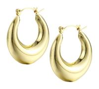 2 aretes de oro, aretes grandes y gruesos en forma de U, estilo minimalista, opción de plata disponible, versátiles para todas las ocasiones