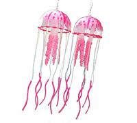 2 aretes de silicona con forma de medusas de aire, diseño de animales exagerados, gancho de regalo de cumpleaños para niñas y mujeres, Medio, como se describe, como se describe