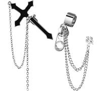 2 aretes de tuerca de estilo europeo Brincos para fiestas, estilo punk, con cierre y cadena larga, prácticos y atractivos