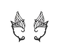 2 aretes góticos de elfo de hada sin perforación, para mujer, metal dorado, gato, sirena, hip hop, clip vintage hueco punk para cartílago trepador, Acero aleado, Sin piedra preciosa