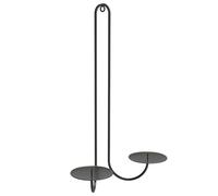 2-Arm Wall Candle Holder, Black Iron Metal Sconce For Vintage Or Modern Decor, Elegant Candelabra Display For Living Room Bedroom Farmhouse Style Accent, 23x7x29cm