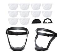 2 Artículos Protector facial completo, protector facial de seguridad con 10 piezas de filtro, Mascarilla protectora facial transparente antivaho con banda ajustable,equipo de protección de seguridad