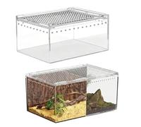 2 artículos Terrario acrílico, mini terrario transparente, 20 x 15 x 10 cm, caja de alimentación de reptil de acrílico, caja de alimentación para reptiles, caja de cría para reptiles de escorpión
