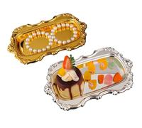 2 artículosBandeja decorativa dorada, platillo vintage para joyas, bandeja para tartas, té, frutas, cosméticos, joyas, llavero, bandeja organizadora de perfumes para bodas