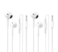 2 auriculares con micrófono y control de volumen, jack de 3,5 mm, estéreo Hi-Fi, compatible con iPhone, Samsung, Huawei, Android, smartphone Mp3, 1,2 m, cable sin enredos