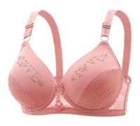 2 B Ware Elderly Bra Without Ring Through The Cup Gathered Large Size Honeycomb Breathable Thin Bra Mom Underwear Female Yoga Outfit Damen, Rosa., 42