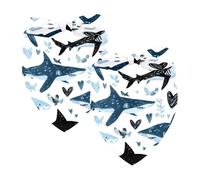 2 bandanas ajustables para perros, pañuelo triangular para perros pequeños, medianos y grandes, gatos, mascotas, corazones azules y negros tiburones