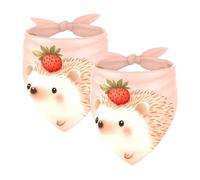 2 bandanas ajustables para perros, pañuelo triangular para perros pequeños, medianos y grandes, gatos, mascotas, dibujos animados, erizo, fresa