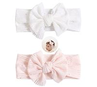 2 bandas para el pelo para niños, banda para el pelo de bebé de suave lazo elástico, apto para niños de edades comprendidas entre 0 y 6 años, blanco, rosa