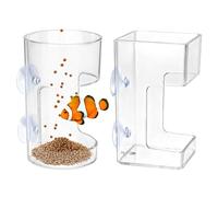 2 bandejas de alimentación para peceras con ventosa, tubo de alimentación acrílico, soporte de alimentos para peces, alimentador de pesca automático, divisor de tanque de acuario, caja de criador para
