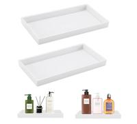 2 bandejas de baño, bandeja decorativa rectangular, resistente al calor, de cerámica, bandeja de baño, placa de cocina, almacenamiento de joyas, organizador de cosméticos, dispensador de jabón, velas