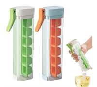 2 bandejas de cubitos de hielo con tapas y cubos, molde cuadrado para cubitos de hielo, bandejas de hielo de fácil liberación para congelador, 6 rejillas reutilizables para bebidas (naranja + verde)