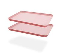 2 bandejas decorativas irrompibles para servir, ideal para cena, bandeja de té, bandeja de cama, bandeja de bar, bandeja de desayuno, bandeja de comida (rosa)