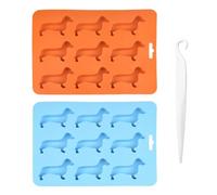 2 Bandejas Para Cubitos De Hielo Para Perros De Dibujos Animados, 1 Cuchillo Para Desmoldar, Bandejas Para Cubitos De Hielo Con Forma De Animal, Ayudas Para Hornear En El Hogar