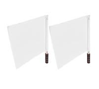 2 banderas de árbitro deportivo con mástil de acero inoxidable, bandera manual para árbitro de línea de competición, bandera de señalización de árbitro de fútbol de colores brillantes (blanco)