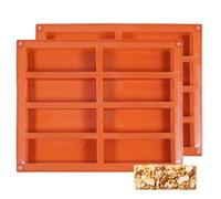 2 barras de cereales de silicona MKNZOME 8 huecos, molde de chocolate, forma de barrita, antiadherente, rectangular, molde para barritas energéticas, brownies, tartas de queso, muffins, pudding