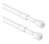 2 barras de cortina pequeñas extensibles, barra de tensión, barras de cortina blancas para armario, ventanas, estantería (30-50 cm, blanco, diámetro: 10 mm/7,8 mm)
