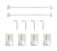 2 Barras de Cortina Retráctiles Ajustables Con 8 Ganchos Adhesivos y 4 Clavos en Forma de 7 - Barras Extensibles