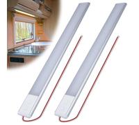 2 barras de luz interior LED, 12 V, barra LED, brillante blanca barra de tira con interruptor ON/OFF, barra luminosa interior para coche, caravana, camión, barco Van