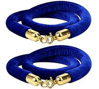 2 barreras de control multitudes cuerda terciopelo for postes cola con ganchos dorados for eventos alfombra(Blue,9ft/274cm)
