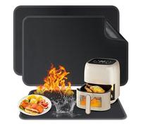 2 bases resistentes al calor, 60 x 40 cm, base ignífuga para freidora de aire, alfombrillas de silicona ignífugas para encimeras de cocina, protección de encimeras, antideslizante y resistente al agua