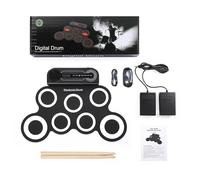 2. Batería electrónica enrollable portátil con altavoces, batería recargable y pedal para niños, práctica de música, batería electrónica enrollable de silicona para niños