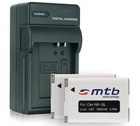 2 Baterìas + Cargador (Coche/Corriente) NB-12L para Canon PowerShot G1 X Mark II / N100 / LEGRIA VIXIA Mini X (3.6V - 1800mAh - con INFOCHIP)