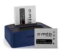 2 Baterías + Cargador Doble (USB) Compatible con Fuji NP-40 / Samsung SLB-0737-0837 / Panasonic S004 / Pentax/Praktica/Kodak - v. Lista!