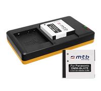 2 Baterías + Cargador Doble (USB) Compatible con Panasonic DMW-BLH7(E), Compatible con Lumix DMC-GF7 / DMC-GM1, GM5 / DMC-LX15 / DC-GX800 - Incl. Cable Micro USB (se Pueden Cargar 2 baterías)