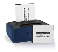 2 Baterías + Cargador Doble (USB) NB-6L NB-6LH para Canon Powershot S120, S200 (2014), SX610, SX710 HS ... / IXUS 300 HS, 310 HS ... - v. Lista