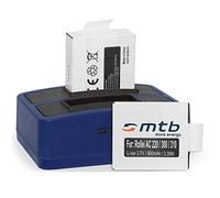 2 Baterías + Cargador Doble (USB) para cámara Deportiva Rollei Actioncam 220, 300, 300 Plus, 310, 330, 333, 350, 415, 416, 422 (Contiene Cable Micro USB)