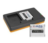 2 Baterías + Cargador Doble (USB) para Li-50b / Olympus SH-..SP-..SZ-..TG-..VG-..VR-..XZ-..mju-..µ-.. / Pentax/Ricoh WG-... - Ver Lista! (Contiene Cable Micro USB)