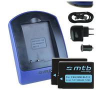 2 Baterìas + Cargador (USB/Coche/Corriente) para Panasonic DMW-BLC12 / Lumix DMC-G5, G6, G70, GH2, GX8, FZ300.. / Leica Q (Typ 116) .. - Ver Lista
