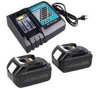 2 baterías de repuesto de 18 V 5500 mAh 18 V con cargador DC18RC compatible con BL1860 BL1860B BL1855 BL1855B BL1850 BL1850B BL1860B DC18RC