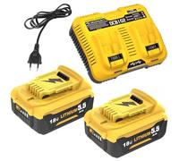 2 baterías de repuesto para Dewalt DCB200 DCB201 DCB204 DCB101 DCB101 DCB112 DCB115 DCB184 DCB180 DCB181 DCB182 con indicador LED